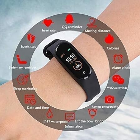 Smart Band with Multi-Feature Health Rate Monitor Activity Tracking Sleep Monitor Step Counter Lightweight Fitness Band for Men, Women, Kids, Boy & Girls Smartband Mini Smart Watch (M4)