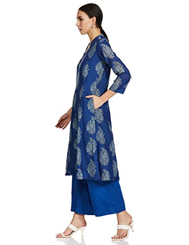 BIBA Women's Royal Blue Art Silk Salwar Suit Set