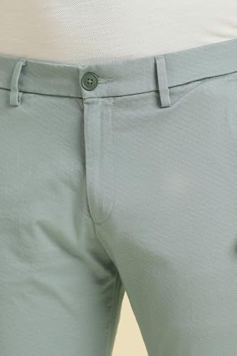 Men Green Textured Casual Trousers