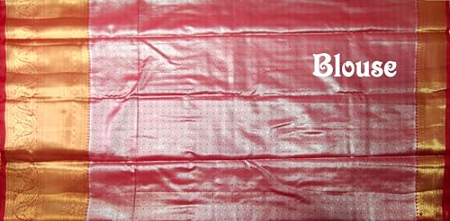VFCollections Women's Traditional Handloom Kanchipuram Silk Pure Pattu Sarees | Rich Zari Woven Design | Bridal Saree | Unstitched Blouse-14 (VFC726-3)