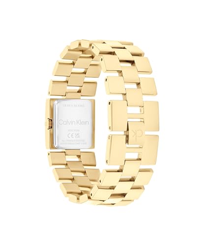 Calvin Klein Ck Meridian Qtz Basic Slim Thin Gold Square Dial Women's Watch|Stainless Steel Material|Multi Color Band - 25100089