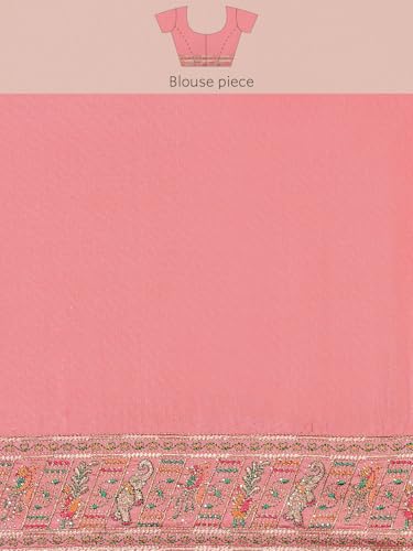 MOHEY Women's Art Silk Thread Work|Stone Work|Zari Saree (Sea Green)