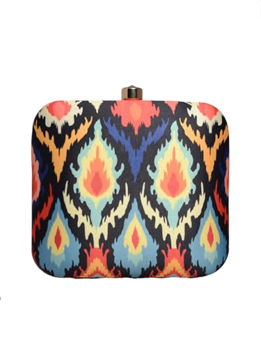 Artklim Multicoloured Ikkat Printed Clutch