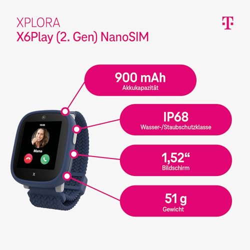 Xplora X6 Play Smartwatch Blue for Children I with GPS Tracker & SOS Button I Includes Mix & Match Change Accessories I Kids Watch with Camera & Pedometer I Phone Watch incl. Mobile Phone App