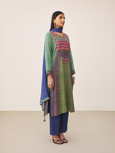 Ritu Kumar Teal Sugati Kurta With Pant And Dupatta