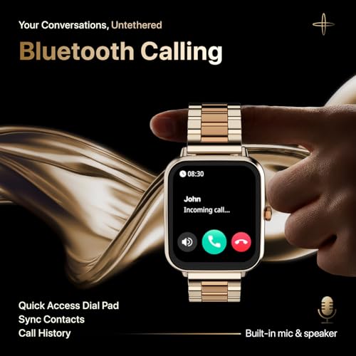 Fire-Boltt Ninja Blaze Smart Watch, Stainless Steel Strap & Steel Body, 1.83” Display Bluetooth Calling Built-in Mic & Speaker, 120+ Sports Modes, Smartwatch for Man and Woman Rose Quartz