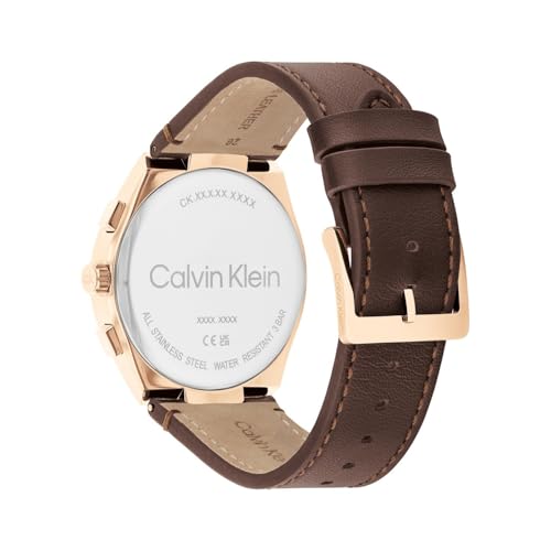 Calvin Klein Distinguish Qtz Multifunction Black Round Dial Men's Watch|Leather Material|Multi Color Band - 25200507