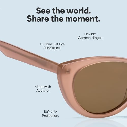 John Jacobs | Transparent Brown | Full Rim Cat Eye Stylish & Premium UV Protected Sunglasses | Acetate Lines | Polarized and 100% UV Protected | Women | Extra Wide | JJ S17346