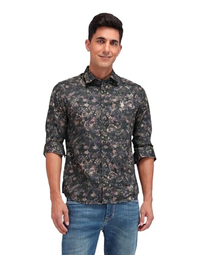 U.S. POLO ASSN. DENIM CO. Slim Fit Satin Shirt (UDSHT1355_Olive_44)
