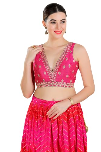 S SALWAR STUDIO Pink Embroidered Saree Blouse_VF-0417-PINK