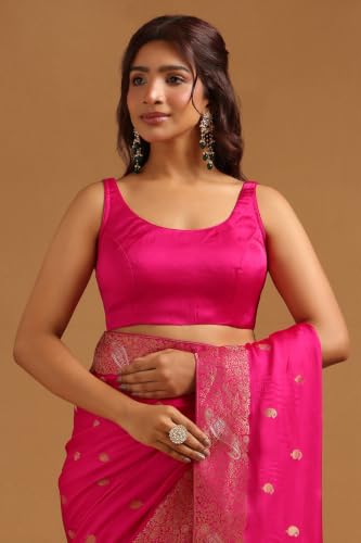 Soch Womens Fuchsia Satin Zari Woven Saree