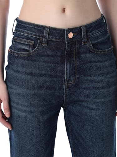 ONLY Women's Solid Regular Fit High Rise Blue Jeans