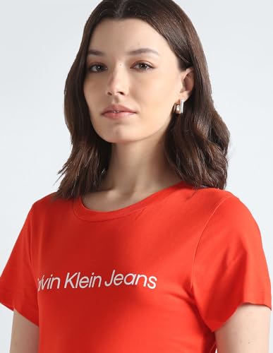 Clavin Klein Womens Red Color T-Shirt (M)