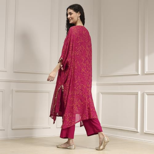 Biba Women Red Viscose Straight Printed Kurta Set_32
