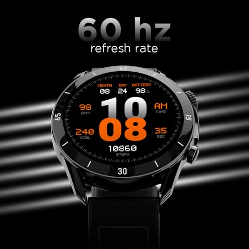 Fire-Boltt Legacy Luxury Round Smart Watch 1.43″ Super AMOLED, Bluetooth Calling, Wireless Charging, Voice Assistant, SPO₂ & Heart Rate Monitor, 110+ Sports Modes, Smart Watch for Men & Women - Black