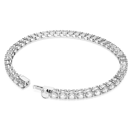 Swarovski Matrix Tennis bracelet, Round cut, White, Rhodium plated