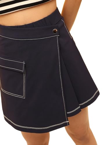 ONLY Women Wrap High-Rise Navy Skirt