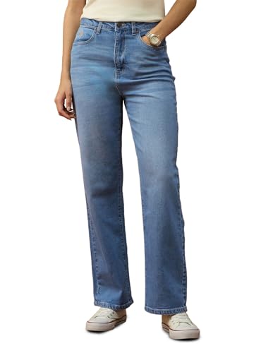U.S. POLO ASSN. High Rise Straight Fit Jeans (UWAW25JEN381_Mid Blue_34)