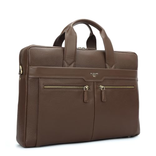 Da Milano Leather Laptop Bag for Men & Women | Laptop Messenger Bag | Ideal for Office Purpose | Fits Upto 15" Laptop - Mocha Brown