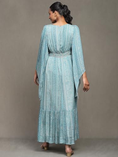 Ritu Kumar Blue Botanic Print Long Dress