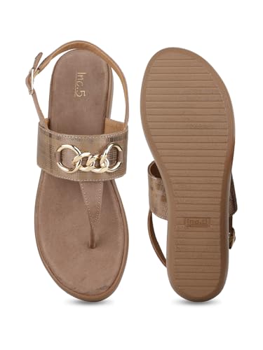 Womens Brown Embellished Round Toe Wedge Heel Sandals