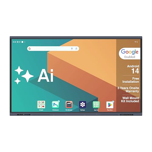 BIG VUE Pluss 55 Inch Android 14 Interactive Television, All-in-1 Digital Panel Board, 8 GB RAM 128 GB ROM, Ai, Multitouch Screen Display for Teaching, Classroom & Office Use