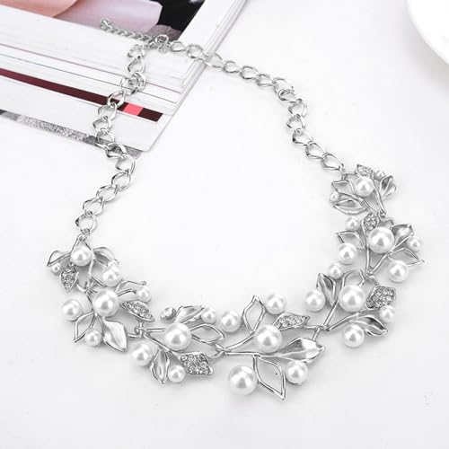 Peora Silver Plated Peal Leaf Nature Inspired Necklace Earring Set for Women & Girls