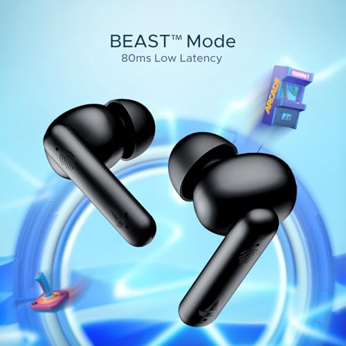 boAt Airdopes 141/8, Low Latency, ENx Tech, 42HRS Battery, Fast Charge, Stream Ad Free Music via App Support, Bluetooth Earbuds, TWS Ear Buds Wireless Earphones with mic (Bold Black)