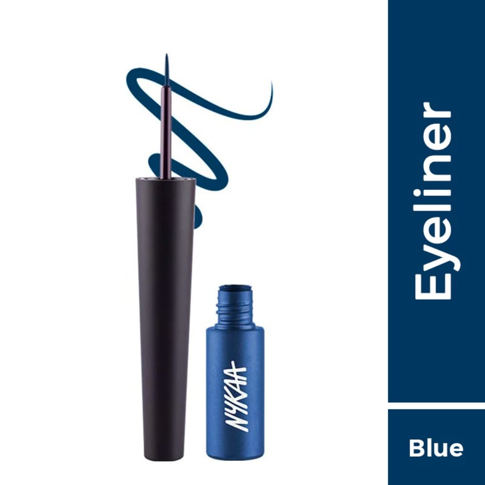 Nykaa Glamoreyes Waterproof & Smudgeproof Coloured Natural Liquid Eyeliner - Blue - Chaotic Calypso,1 count (Pack of 1)