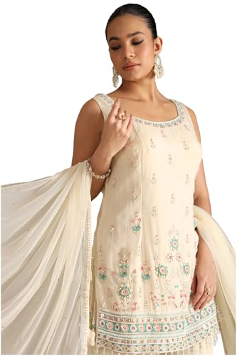 Soch Women's Viscose Salwar Suit Set (OWS5CD21905_Cream