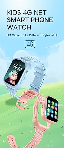 TrackMe 4G GPS Kids Smart Watch with Video Calling, SOS Emergency, Nano SIM, WiFi, HD Camera, IP67 Waterproof, GPS Tracker, Touchscreen, Extra Strap & Dial (Pretty Pink)