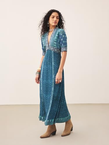 Ritu Kumar Blue Kanan Half Sleeves Long Dress