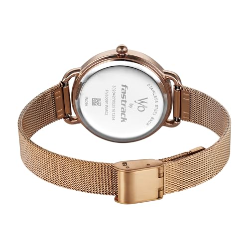 Fastrack Vyb 6.0 Classiqué Quartz Burgundy Round Dial Women's Watch | Stainless Steel Mesh Strap Material | Watches for Women Analog | Girl's Analog Watches - FV60091WM02