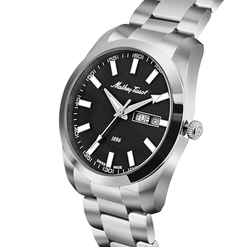 Mathey-Tissot Swiss Made Mathy I Day-Date Quatrz Black Dial Analog Watch for Men - H453AN