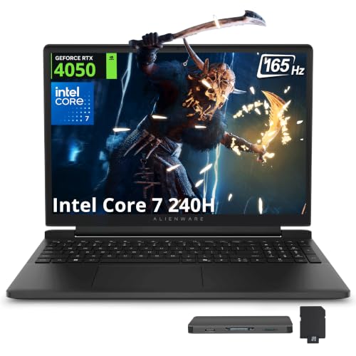 Dell Alienware 15 15.3" WUXGA 165Hz Gaming Laptop, Intel Core 7-240H, NVIDIA GeForce RTX 4050, 64GB DDR5, 5TB Storage(4TB SSD+1TB Docking Station Set), Backlit Keyboard, Wi-Fi 6, Win 11 Pro, Black