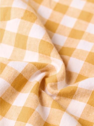 The Souled Store Looney Tunes: Tweety Women and Girls Full Sleeves Collared Yellow Checkered Cotton Linen Blend Regular Fit Lightweight Pop-Culture Embroidered Shirt for Casual Wear