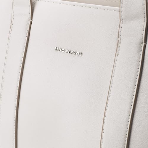 Lino Perros Womens Color-Blocked Commuter Tote Bag, Cream