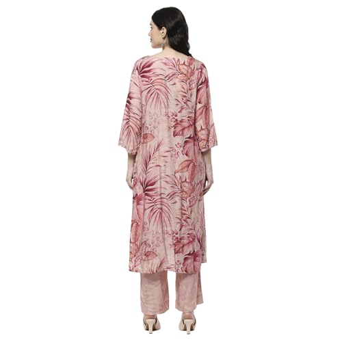 Biba Women Pink Modal Floral Printed Straight Kurta Set_46