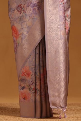 Soch Womens Lavender Dola Silk Floral Zari Woven Saree