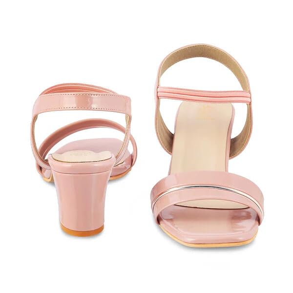 tresmode 231-RACHEL PINK WOMEN DRESS BLOCK HEEL SANDALS EU/37 UK/4