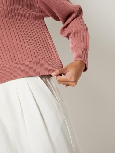 Max Women Ribbed Sweater (Pink_XL)