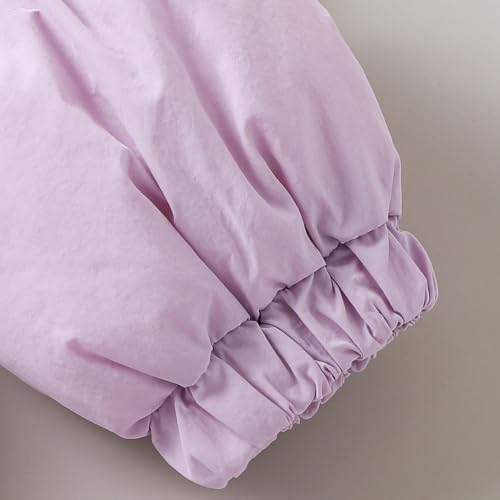 Hopscotch Girls Full Sleeves Lilac Hooded Puffer Jacket with Fur Trim For Ages(18-24 Months)