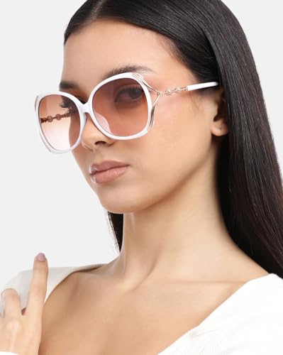 Carlton London Premium White & Rose Gold Toned UV Proteced Lens Oversized Sunglass for women