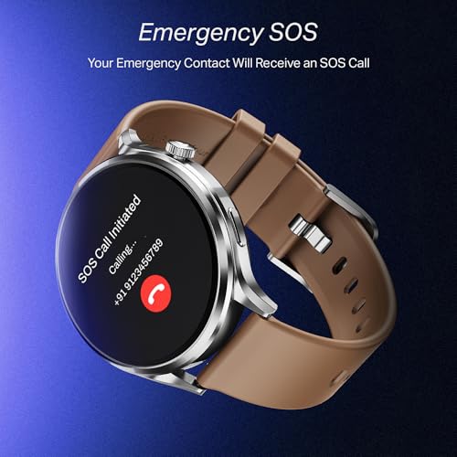 boAt Lunar Discovery Pro, 1.39" Display, Premium Metal Build, Round Dial, Emergency SOS, Functional Crown, Multiple Sports Modes, HR,SpO2 & Sleep Tracking, Smart Watch for Men & Women (Cocoa Brown)
