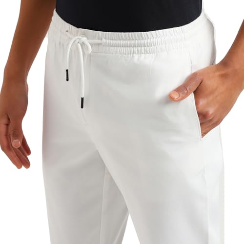 United Colors of Benetton Solid Relaxed Fit Trousers (Size: 34)-25P4BIST1042I902 White