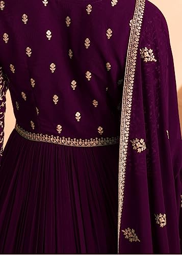RUDRAPRAYAG Georgette And Santoon Anarkali Gown For Women | Semi Stitched Anarkali Gown For Women | Maxi Gown for Women 2026 | Gown in Clothing & Accessories