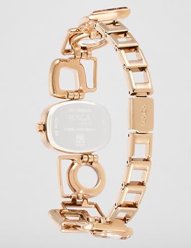 Titan Raga Facets Quartz Analog Pink Dial Rose Gold Stainless Steel Strap Watch for Women - NT95118WM02