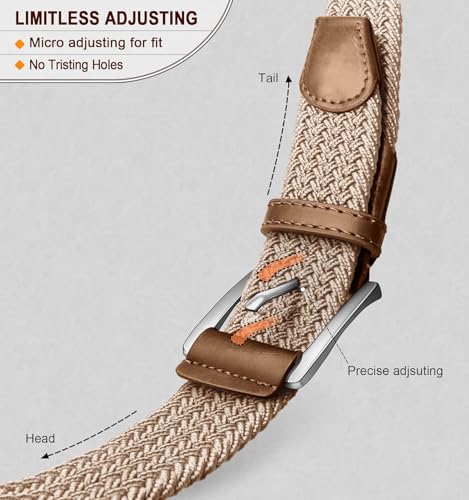 ZORO UNITED Woven Fabrict Stretchable Braided Belt for Men & Women, Beige