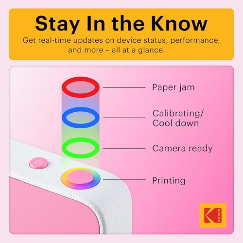 Kodak Printomatic+ Full Color Instant Print Digital Camera Gift Bundle + Case + Zink 2x3 Sticky Back Photo Paper 20pk + Album + Sticker Sets + Sticker Frames + Hanging Frames + Markers - Pink