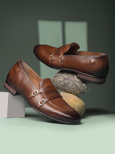 Hush Puppies Men's Casual Leather Monk Shoes Tan (6 UK)